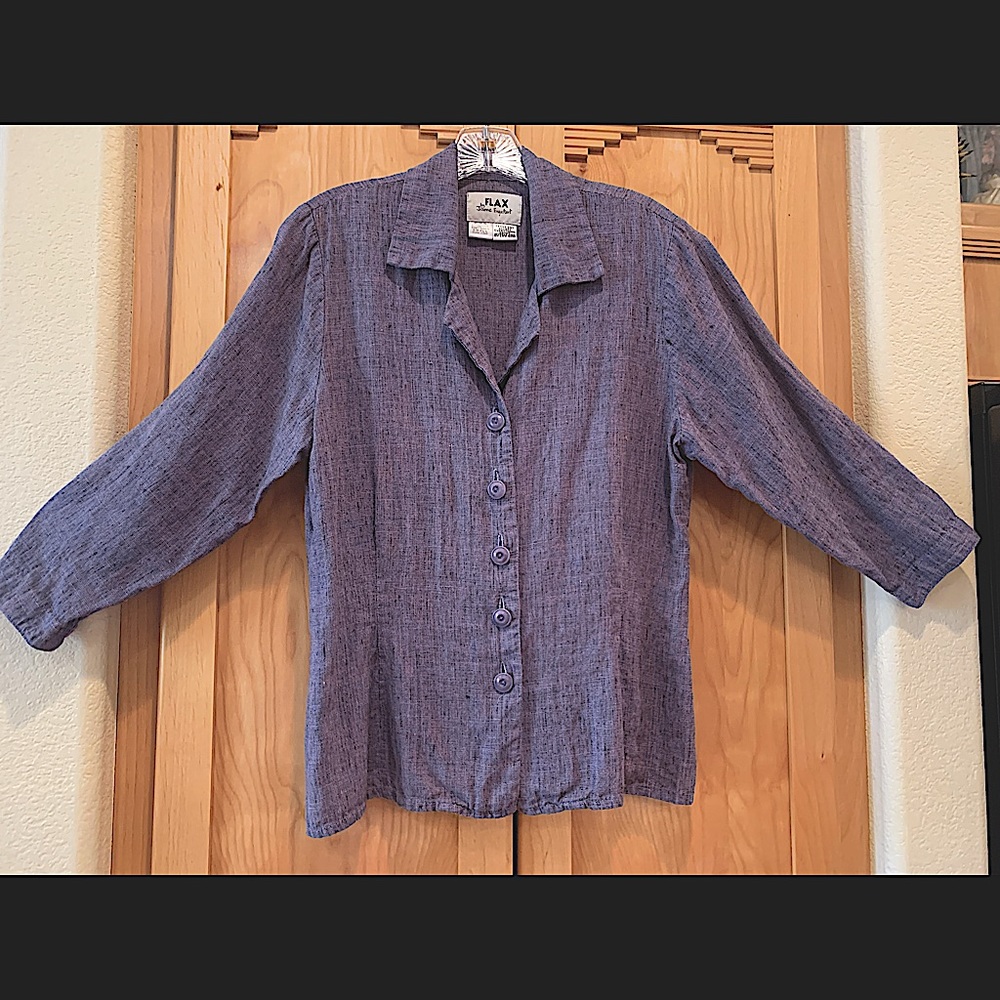 FLAX by JeanneEnglelhart TOP/JKT  Purples  S Linen
